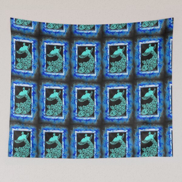 Item preview, BLUE PHOENIX IN A NEON FIRE FRAME FLYING LEFT designed and sold by sailorsam1805.