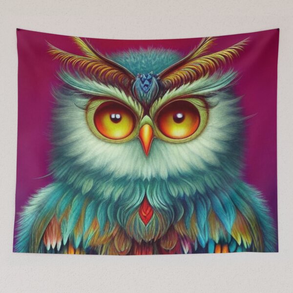 Item preview, Colorful Owl with Big Eyes  designed and sold by CraftyAnimal.