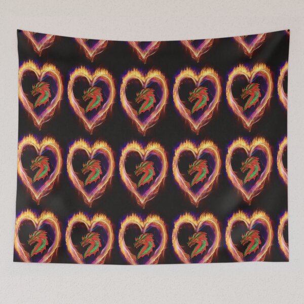 Item preview, RED AND GREEN DRAGON IN A FIRE HEART  designed and sold by sailorsam1805.