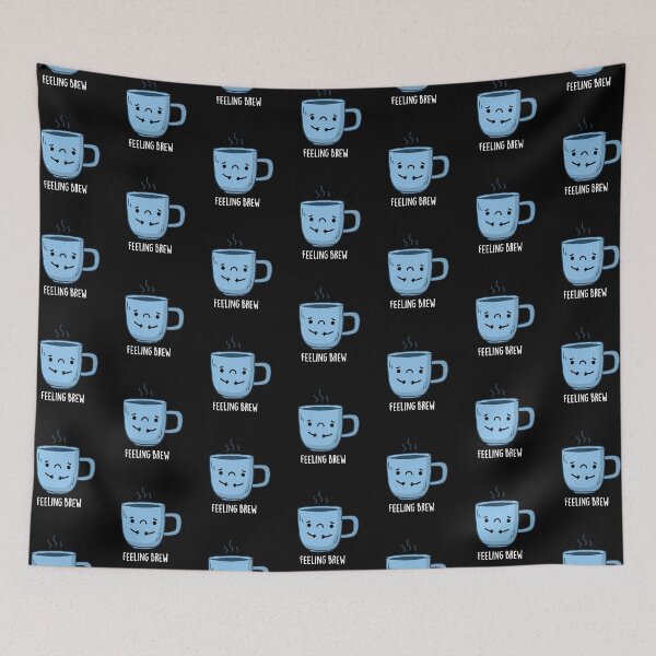 Item preview, Feeling Brew Funny Sad Coffee Puns (Dark BG) designed and sold by punnybone.