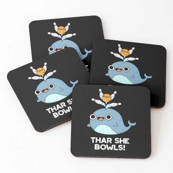 Item preview, Thar She Bowls Funny Whale Bowling Puns (Dark BG) designed and sold by punnybone.