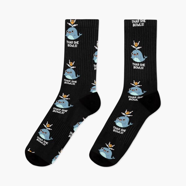 Item preview, Thar She Bowls Funny Whale Bowling Puns (Dark BG) designed and sold by punnybone.
