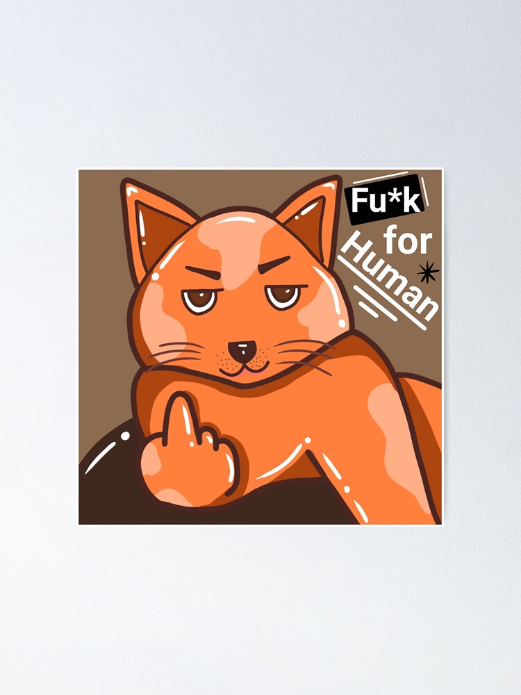 Funny Cat Middle Finger Poster For Sale By Syezky23 Redbubble 0978