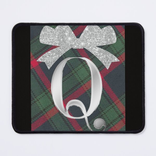 Item preview, Glorious Red and Green Plaid with Glittering Bow and Puff Initial-Q designed and sold by SunMoonBeyond.