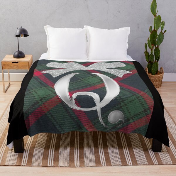 Item preview, Glorious Red and Green Plaid with Glittering Bow and Puff Initial-Q designed and sold by SunMoonBeyond.