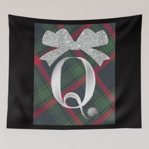 Item preview, Glorious Red and Green Plaid with Glittering Bow and Puff Initial-Q designed and sold by SunMoonBeyond.