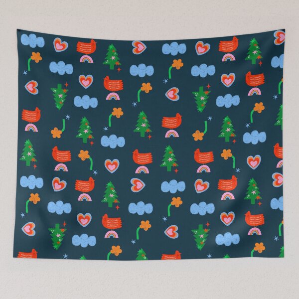 Item preview, Christmas with sky flower heart rainbow bird and star designed and sold by UnloveToy10.