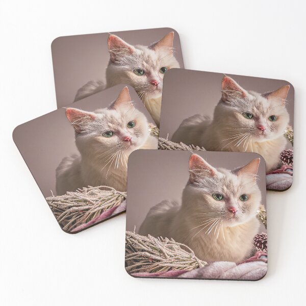 Item preview, Cat portrait with christmas balls designed and sold by Mebbotai.