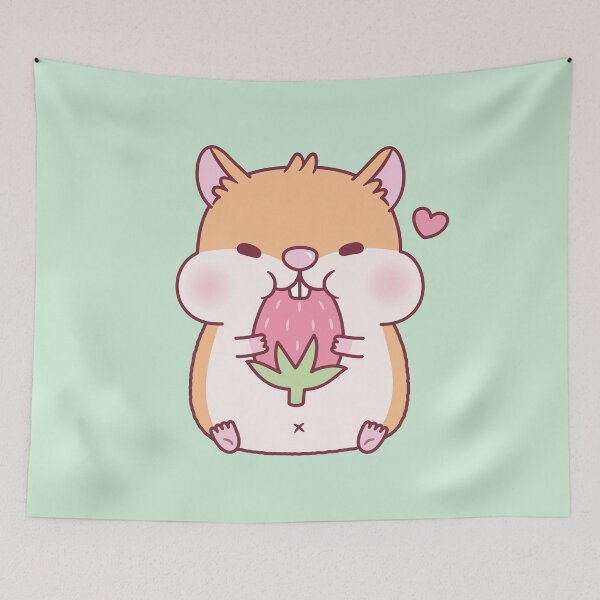 Item preview, Cute Chubby Hamster Munching On Strawberry designed and sold by rustydoodle.
