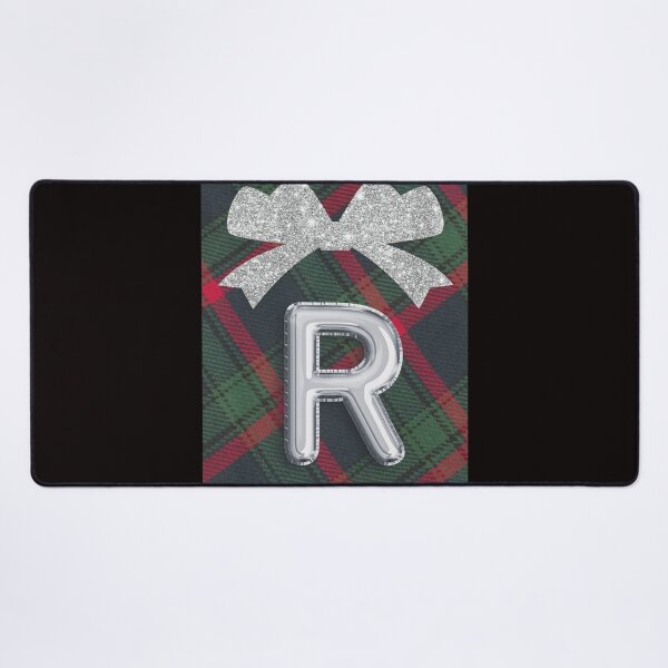 Item preview, Glorious Red and Green Plaid with Glittering Bow and Puff Initial-R designed and sold by SunMoonBeyond.