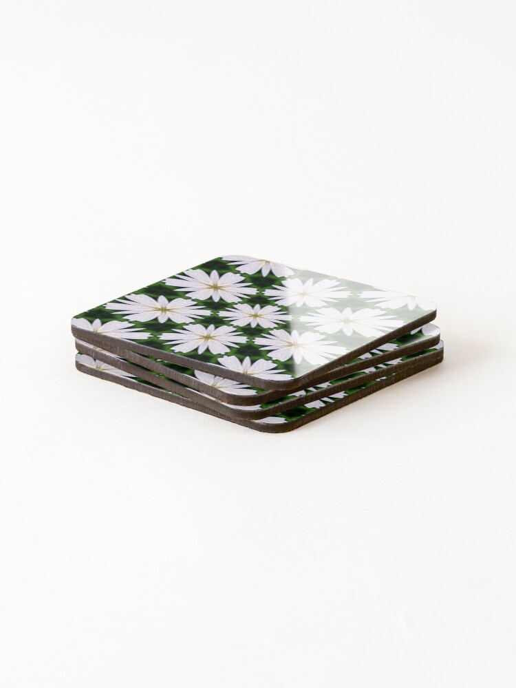 Thumbnail 4 of 5, Coasters (Set of 4), White Daisy Pattern designed and sold by Patternflower.