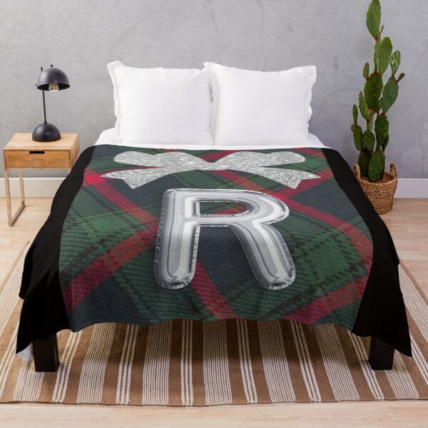 Item preview, Glorious Red and Green Plaid with Glittering Bow and Puff Initial-R designed and sold by SunMoonBeyond.
