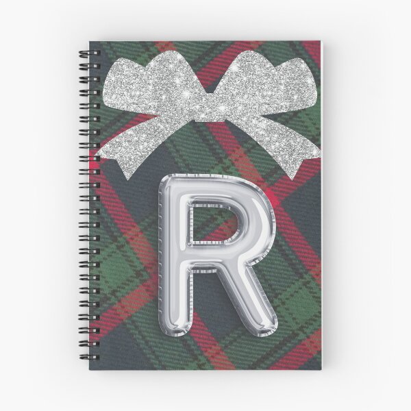 Aperçu de l'œuvre Glorieux plaid rouge et vert avec nœud scintillant et initiale bouffante-R créée et vendue par SunMoonBeyond.