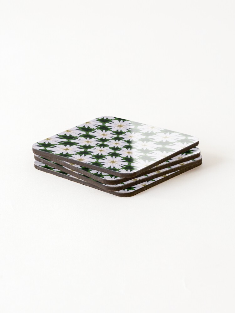 Thumbnail 4 of 5, Coasters (Set of 4), White Daisy Pattern designed and sold by Patternflower.