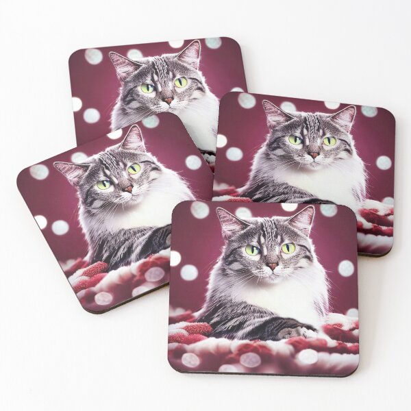 Item preview, Cat portrait with christmas balls designed and sold by Mebbotai.