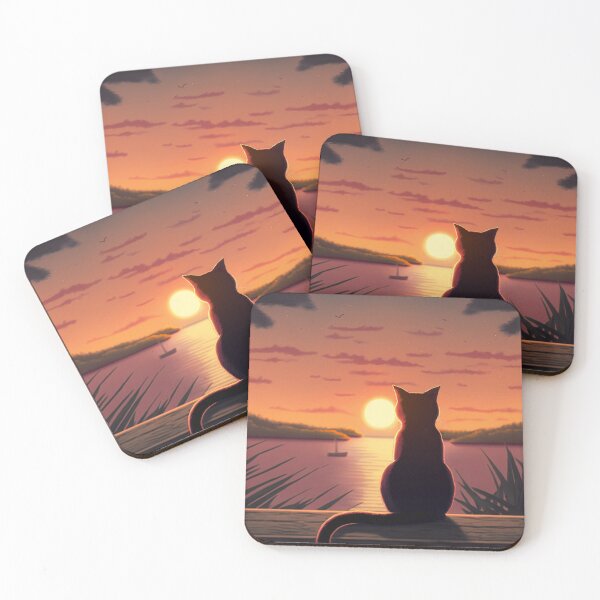 Item preview, Cat looking at sunset, Art deco house - designed and sold by CreativeHabbit.