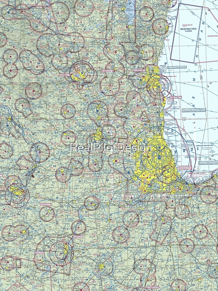 "Chicago Sectional Aeronautical Chart" Graphic TShirt by