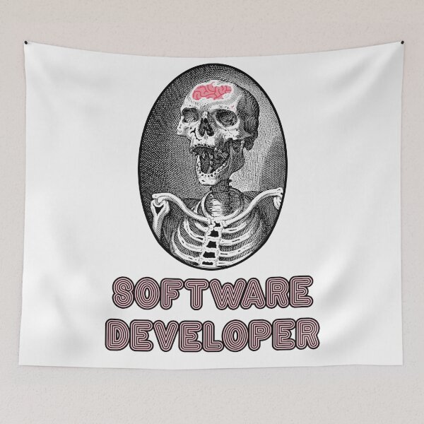 Item preview, 'Software Developer' Skull Design - Retro Illustration Design for T-shirts, mugs, phone cases and other accessories designed and sold by Ridiculam Toga.