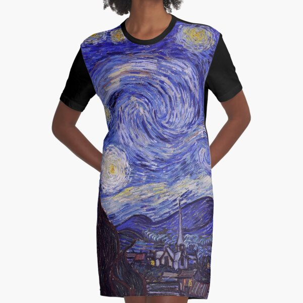 Vincent Van Gogh Starry Night Graphic T-Shirt Dress