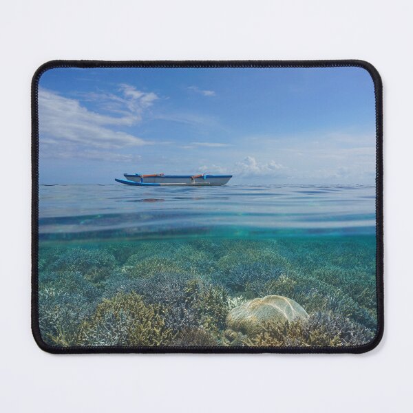 Item preview, Tropical seascape outrigger canoe and coral reef Pacific ocean designed and sold by Seaphotoart.