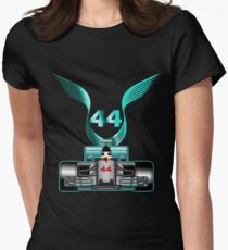 Lewis Hamilton on his car Women's Fitted T-Shirt