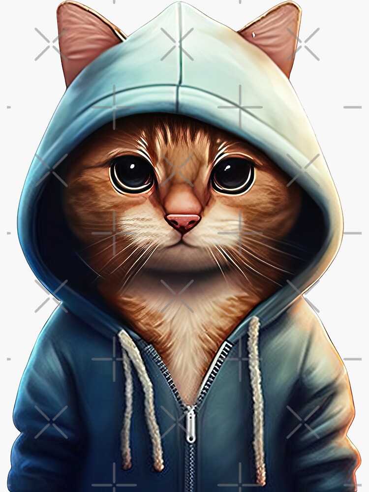 "Cat wearing hoodie" Sticker for Sale by AnimalArtPhotos Redbubble