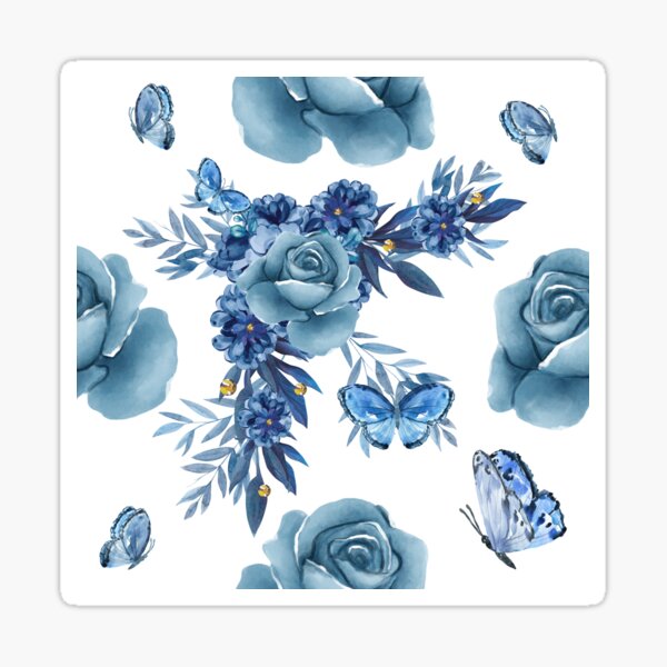 Item preview, Blue Rose and Butterflies  designed and sold by aftermath1.