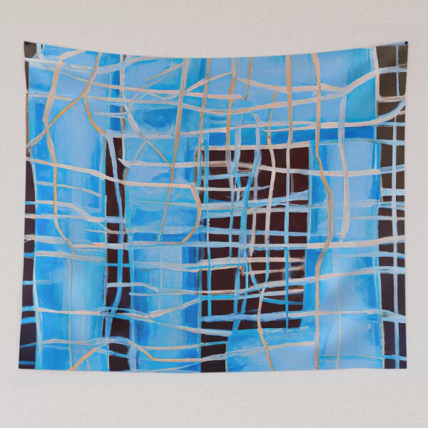 Item preview, Blue Horizontal and Vertical Shaped Geometric Lines Abstract designed and sold by Inomaly Art.