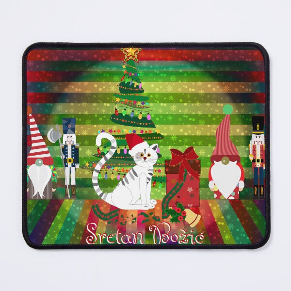 Item preview, Cat with the Present "Sretan Božić" designed and sold by MC Art Studio.