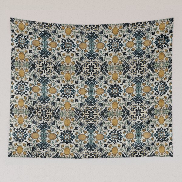 Item preview, Antique Portuguese Decorative Tile Mosaic Pattern Blue Yellow designed and sold by worldways.