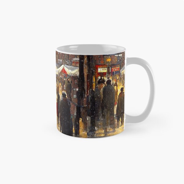 Artikelvorschau, WEIHNACHTSMARKT IN EINER NORDENGLISCHEN STADT Midjourney AI Artwork entworfen und verkauft von davidjulie.