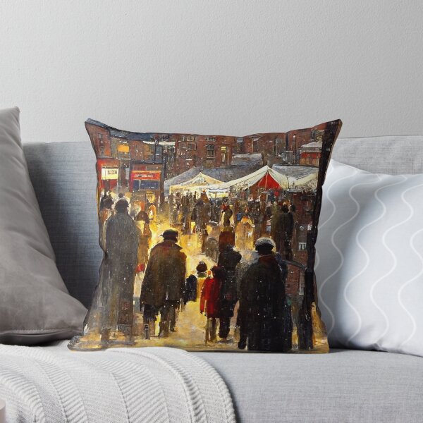 Artikelvorschau, WEIHNACHTSMARKT IN EINER NORDENGLISCHEN STADT Midjourney AI Artwork entworfen und verkauft von davidjulie.