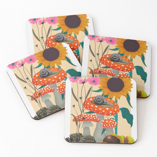 Item preview, Mushrooms, flowers, fir cones, chestnuts and snail designed and sold by Vicki Dunlop.