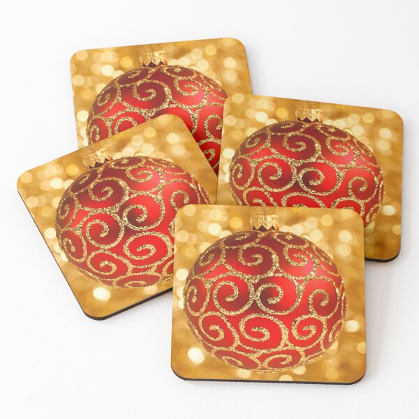 Item preview, Red Patterned Christmas Bauble on Bokeh Background Vector designed and sold by taiche.