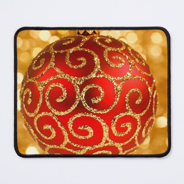 Item preview, Red Patterned Christmas Bauble on Bokeh Background Vector designed and sold by taiche.