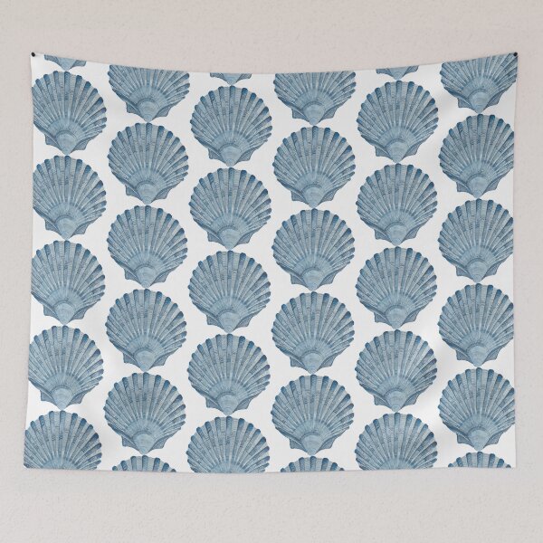 Item preview, Blue scallop fan shell - watercolour designed and sold by LisaLeQuelenec.
