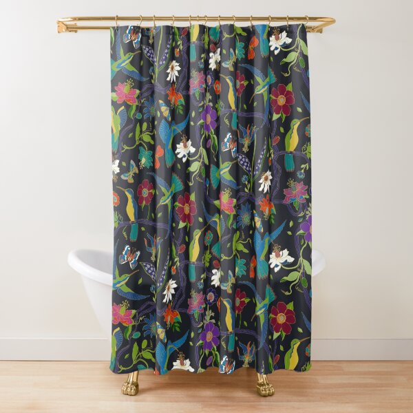 Item preview, Hummingbirds and Passionflowers - Cloisonne on Black - pretty floral bird pattern by Cecca Designs designed and sold by Cecca-Designs.