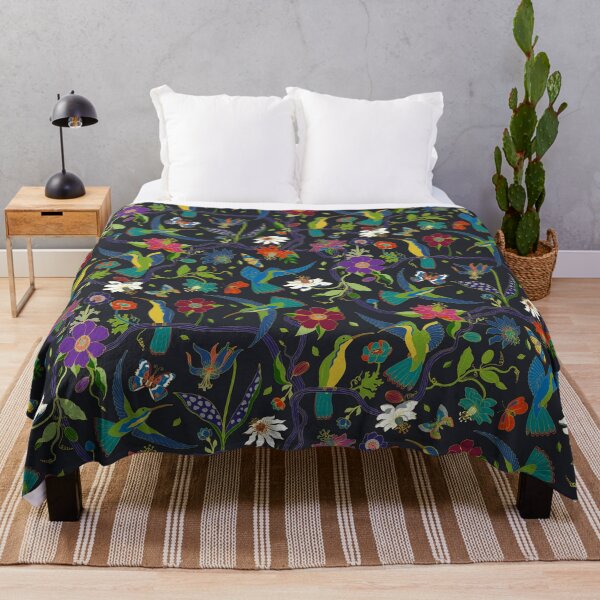 Item preview, Hummingbirds and Passionflowers - Cloisonne on Black - pretty floral bird pattern by Cecca Designs designed and sold by Cecca-Designs.