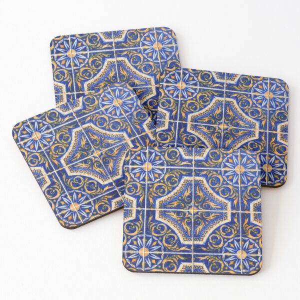 Item preview, Blue Floral Flower Pattern Portuguese Tiles,Portugal tiles, lisbon tiles, portuguese ceramic tiles, portuguese wall tiles, designed and sold by Tamas Das.