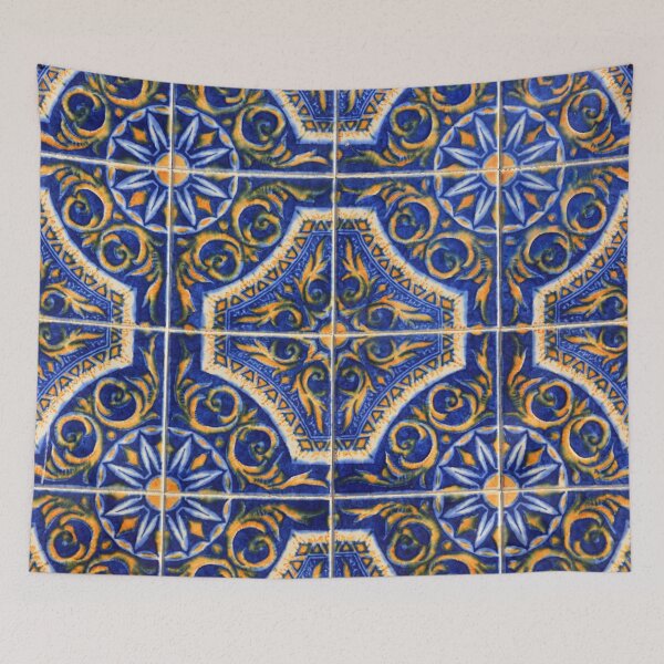 Item preview, Blue Floral Flower Pattern Portuguese Tiles,Portugal tiles, lisbon tiles, portuguese ceramic tiles, portuguese wall tiles, designed and sold by Tamas Das.