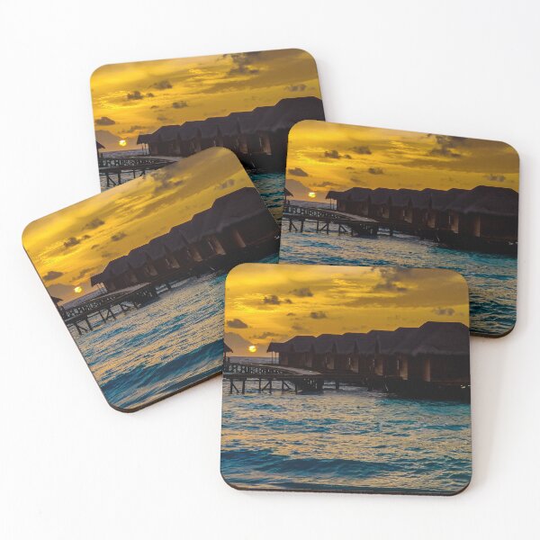 Item preview, Beautiful tropical sunset over Maldives island with water bungalow Tropical designed and sold by Merigold.
