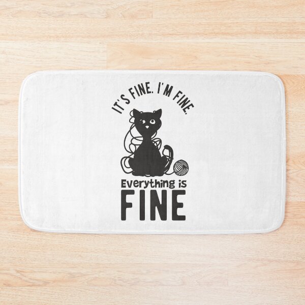 Item preview, It is fine. I am fine. Black cat stuck in knitting threads designed and sold by camelsvg.