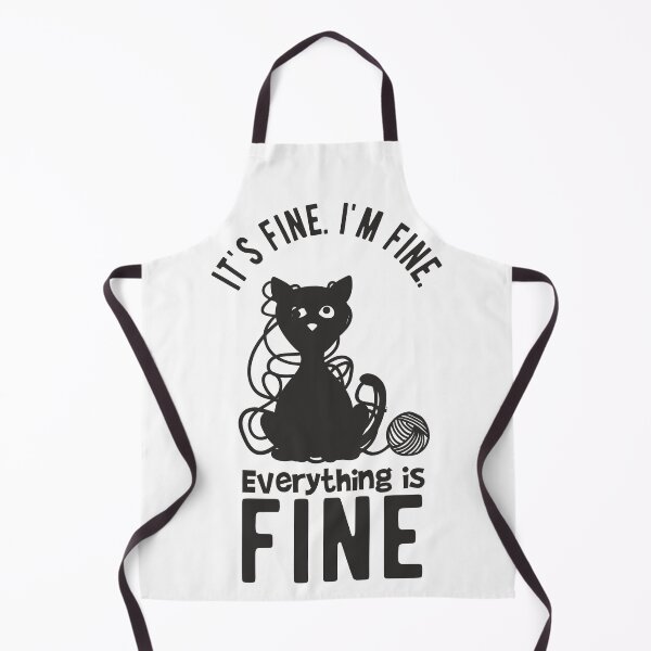 Item preview, It is fine. I am fine. Black cat stuck in knitting threads designed and sold by camelsvg.