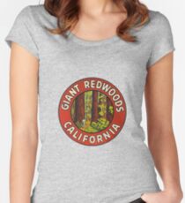 Giant Redwoods Of California Vintage Retro Travel Decal Women's Fitted Scoop T-Shirt