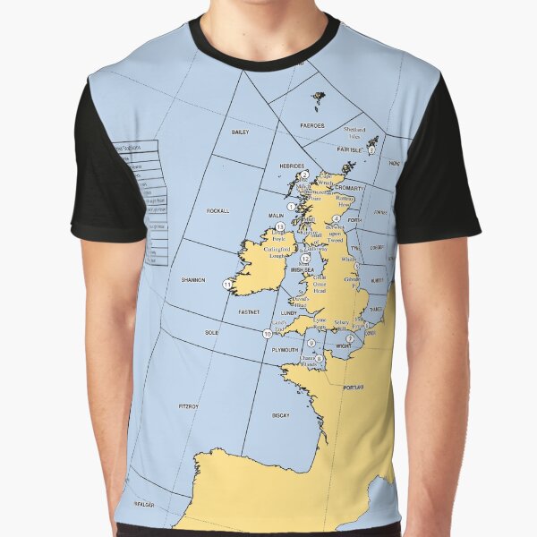 UK Shipping Forecast Map Graphic T-Shirt
