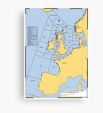 UK Shipping Forecast Map Canvas Print