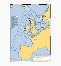 UK Shipping Forecast Map Photographic Print