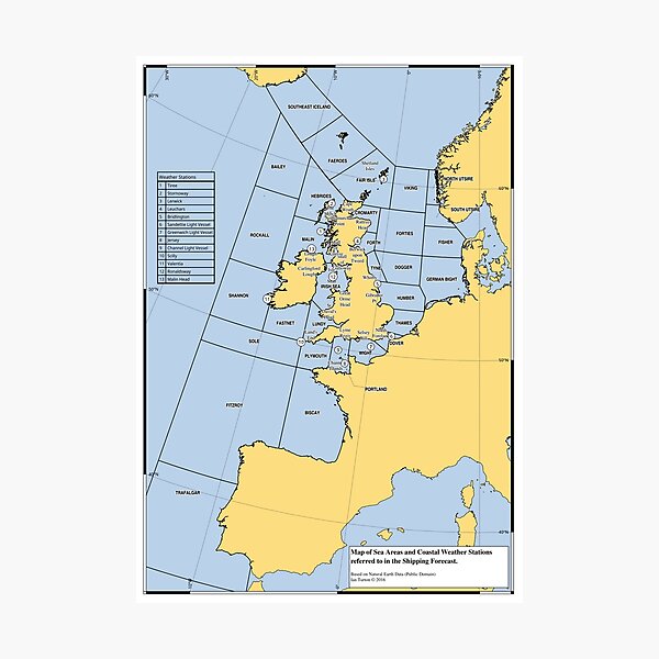 Item preview, UK Shipping Forecast Map designed and sold by ianturton.
