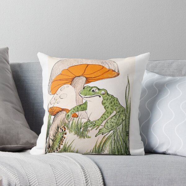 Item preview, Frog and Caterpillar under Mushrooms Vintage Illustration designed and sold by Hope u Have.
