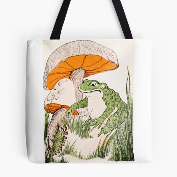 Item preview, Frog and Caterpillar under Mushrooms Vintage Illustration designed and sold by Hope u Have.